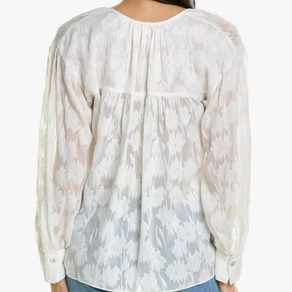 NWT Vince Floral Sheer Silk Blouse SIZE Large, Retails $350+ - Picture 2 of 3